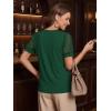 image:imageWomens Dressy Casual Blouses Puff Short Sleeve Lace Pleated Tops Business Work Shirts 2026 Trendy Summer T ShirtGreen