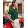 image:imageWomens Dressy Casual Blouses Puff Short Sleeve Lace Pleated Tops Business Work Shirts 2026 Trendy Summer T ShirtGreen