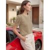 image:imageWomens Dressy Casual Blouses Puff Short Sleeve Lace Pleated Tops Business Work Shirts 2026 Trendy Summer T ShirtKhaki