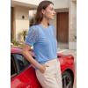 image:imageWomens Dressy Casual Blouses Puff Short Sleeve Lace Pleated Tops Business Work Shirts 2026 Trendy Summer T ShirtLight Blue