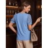 image:imageWomens Dressy Casual Blouses Puff Short Sleeve Lace Pleated Tops Business Work Shirts 2026 Trendy Summer T ShirtLight Blue
