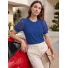 image:imageWomens Dressy Casual Blouses Puff Short Sleeve Lace Pleated Tops Business Work Shirts 2026 Trendy Summer T ShirtRoyal Blue