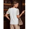 image:imageWomens Dressy Casual Blouses Puff Short Sleeve Lace Pleated Tops Business Work Shirts 2026 Trendy Summer T ShirtWhite