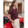 image:imageWomens Dressy Casual Blouses Puff Short Sleeve Lace Pleated Tops Business Work Shirts 2026 Trendy Summer T ShirtWine Red
