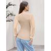 image:imageWomens Mesh Long Sleeve Shirts 2025 Fall Ribbed Knit Fitted Tops Business Dressy Casual Work BlousesBeige Polka Dot