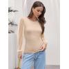 image:imageWomens Mesh Long Sleeve Shirts 2025 Fall Ribbed Knit Fitted Tops Business Dressy Casual Work BlousesBeige Polka Dot