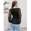 image:imageWomens Mesh Long Sleeve Shirts 2025 Fall Ribbed Knit Fitted Tops Business Dressy Casual Work BlousesBlack Polka Dot