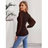 image:imageWomens Mesh Long Sleeve Shirts 2025 Fall Ribbed Knit Fitted Tops Business Dressy Casual Work BlousesBrown