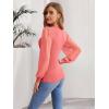 image:imageWomens Mesh Long Sleeve Shirts 2025 Fall Ribbed Knit Fitted Tops Business Dressy Casual Work BlousesCoral