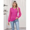 image:imageWomens Mesh Long Sleeve Shirts 2025 Fall Ribbed Knit Fitted Tops Business Dressy Casual Work BlousesRose Pink