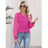 image:imageWomens Mesh Long Sleeve Shirts 2025 Fall Ribbed Knit Fitted Tops Business Dressy Casual Work BlousesRose Pink