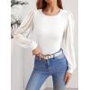 image:imageWomens Mesh Long Sleeve Shirts 2025 Fall Ribbed Knit Fitted Tops Business Dressy Casual Work BlousesWhite