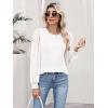image:imageWomens Mesh Long Sleeve Shirts 2025 Fall Ribbed Knit Fitted Tops Business Dressy Casual Work BlousesWhite