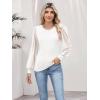 image:imageWomens Mesh Long Sleeve Shirts 2025 Fall Ribbed Knit Fitted Tops Business Dressy Casual Work BlousesWhite