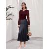image:imageWomens Mesh Long Sleeve Shirts 2025 Fall Ribbed Knit Fitted Tops Business Dressy Casual Work BlousesWine Red