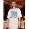 image:imageWomens Oversized T Shirts Graphic Tees Summer Short Sleeve Casual Loose Crewneck Basic Tunic Tops Trendy 2026White Flower