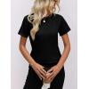 image:imageWomens Short Sleeve Tops Pleated Crewneck Loose Fit T Shirt Business Casual Dressy Work Shirts 2026 Summer BlousesBlack