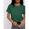 image:imageWomens Short Sleeve Tops Pleated Crewneck Loose Fit T Shirt Business Casual Dressy Work Shirts 2026 Summer BlousesGreen