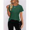 image:imageWomens Short Sleeve Tops Pleated Crewneck Loose Fit T Shirt Business Casual Dressy Work Shirts 2026 Summer BlousesGreen