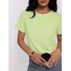 image:imageWomens Short Sleeve Tops Pleated Crewneck Loose Fit T Shirt Business Casual Dressy Work Shirts 2026 Summer BlousesLight Green