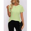 image:imageWomens Short Sleeve Tops Pleated Crewneck Loose Fit T Shirt Business Casual Dressy Work Shirts 2026 Summer BlousesLight Green