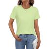 image:imageWomens Short Sleeve Tops Pleated Crewneck Loose Fit T Shirt Business Casual Dressy Work Shirts 2026 Summer BlousesLight Green