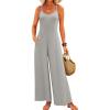 image:imageJumpsuits for Women 2026 Summer Sleeveless Casual Loose Wide Leg Long Pant Rompers One Piece Beach Vacation OutfitsLight Grey