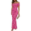 image:imageWedding Guest Dresses for Women 2026 Floral Formal Cocktail Maxi Styles Off The Shoulder Stretch Sexy Bodycon DressRose Pink