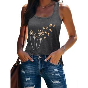 image:imageBeach Vacation Clothes for Women Sleeveless Graphic Tees Tank Tops 2026 Summer Casual Loose Fit Shirts CamisoleDark Grey Flower2