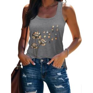 image:imageBeach Vacation Clothes for Women Sleeveless Graphic Tees Tank Tops 2026 Summer Casual Loose Fit Shirts CamisoleLight Grey