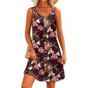 image:imageSummer Dresses for Women 2026 Sleeveless Floral Boho Swimsuit Cover Ups Casual Button Beach Vacation Tank SundressesPattern5