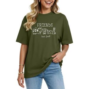 image:imageWomens Oversized T Shirts Graphic Tees Summer Short Sleeve Casual Loose Crewneck Basic Tunic Tops Trendy 2026Army Green