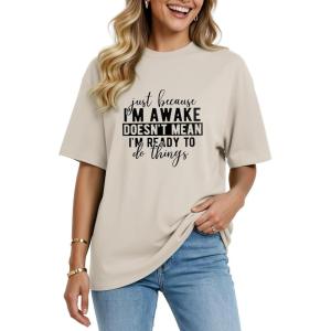 image:imageWomens Oversized T Shirts Graphic Tees Summer Short Sleeve Casual Loose Crewneck Basic Tunic Tops Trendy 2026Beige