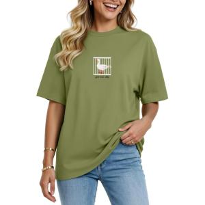 image:imageWomens Oversized T Shirts Graphic Tees Summer Short Sleeve Casual Loose Crewneck Basic Tunic Tops Trendy 2026Green1