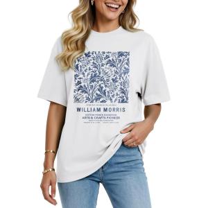 image:imageWomens Oversized T Shirts Graphic Tees Summer Short Sleeve Casual Loose Crewneck Basic Tunic Tops Trendy 2026White Flower