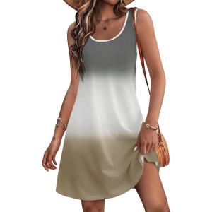 image:imageWomens Summer Dress 2026 Sleeveless Floral Boho Sundress Swimsuit Coverup Casual Loose Beach Vacation Tank DressesMulticolor 7