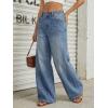 image:imageTrendy Queen Womens High Waisted Wide Leg Barrel Jeans Stretch Baggy Flare Denim PantsBlue