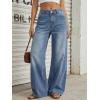 image:imageTrendy Queen Womens High Waisted Wide Leg Barrel Jeans Stretch Baggy Flare Denim PantsBlue