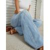 image:imageTrendy Queen Womens High Waisted Wide Leg Barrel Jeans Stretch Baggy Flare Denim PantsLight Blue