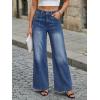image:imageTrendy Queen Womens Wide Leg Jeans  High Waisted Baggy Pants Soft Comfort Cotton Denim with a Relaxed FitDark Blue