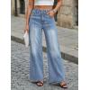 image:imageTrendy Queen Womens Wide Leg Jeans  High Waisted Baggy Pants Soft Comfort Cotton Denim with a Relaxed FitIceland Blue
