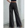 image:imageTrendy Queen Womens Wide Leg Jeans Stretchy High Waisted Straight Leg with Raw Hem Baggy Denim PantsBlack