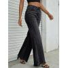image:imageTrendy Queen Womens Wide Leg Jeans Stretchy High Waisted Straight Leg with Raw Hem Baggy Denim PantsBlack