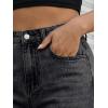 image:imageTrendy Queen Womens Wide Leg Jeans Stretchy High Waisted Straight Leg with Raw Hem Baggy Denim PantsBlack
