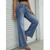 image:imageTrendy Queen Womens Wide Leg Jeans Stretchy High Waisted Straight Leg with Raw Hem Baggy Denim PantsBlue