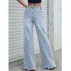 image:imageTrendy Queen Womens Wide Leg Jeans Stretchy High Waisted Straight Leg with Raw Hem Baggy Denim PantsLight Blue