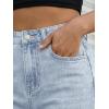 image:imageTrendy Queen Womens Wide Leg Jeans Stretchy High Waisted Straight Leg with Raw Hem Baggy Denim PantsLight Blue