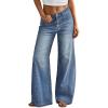 image:imageTrendy Queen Womens High Waisted Wide Leg Barrel Jeans Stretch Baggy Flare Denim PantsBlue