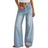 image:imageTrendy Queen Womens High Waisted Wide Leg Barrel Jeans Stretch Baggy Flare Denim PantsLight Blue