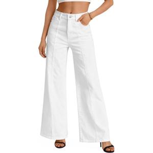 image:imageTrendy Queen Womens Wide Leg Jeans  High Waisted Baggy Pants Soft Comfort Cotton Denim with a Relaxed FitWhite